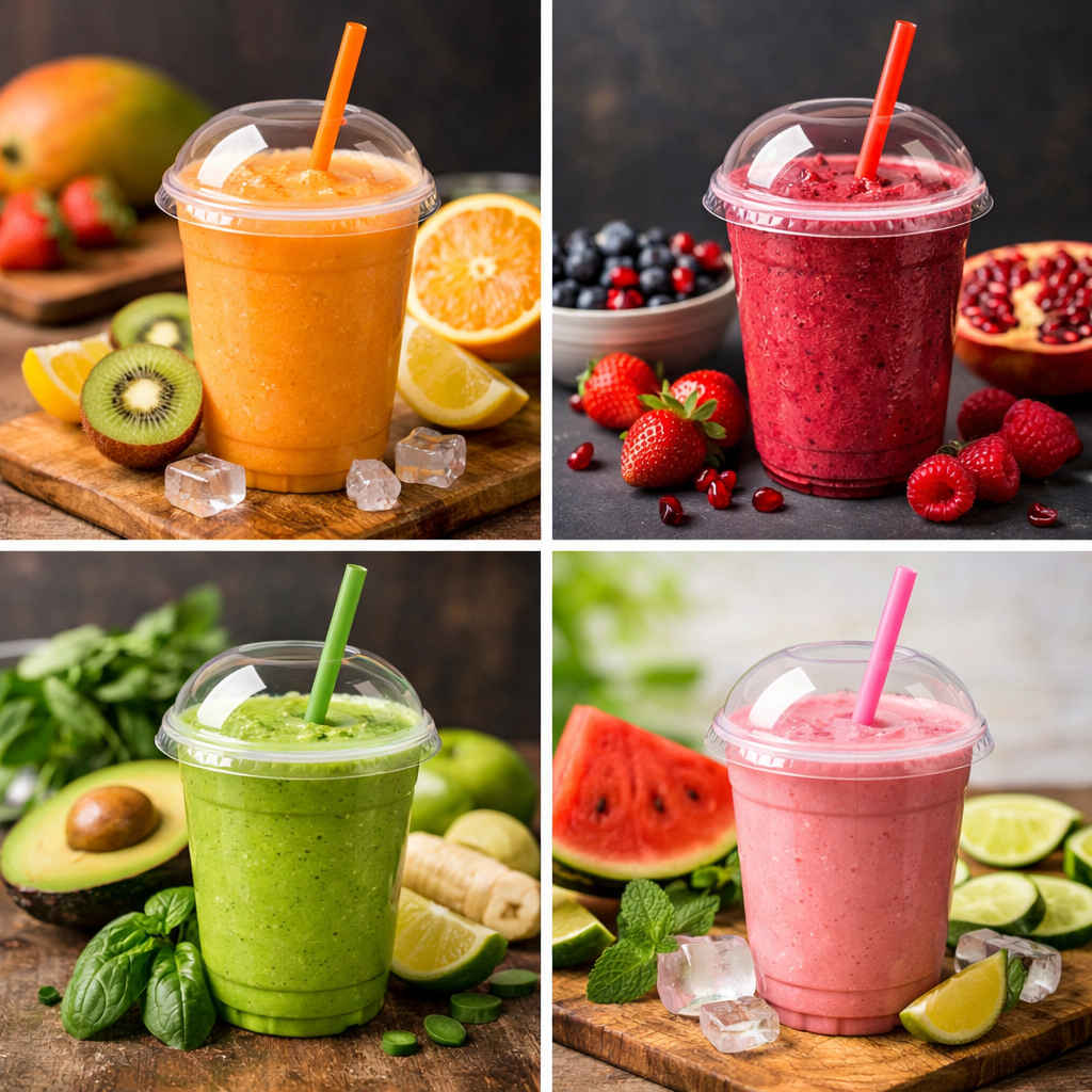 Mr Smoothie selection of colourful smoothie products